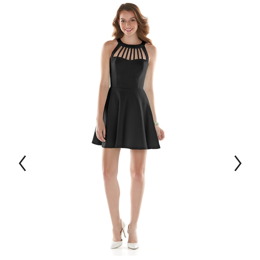 Three Pink Hearts Black Skater Dress
